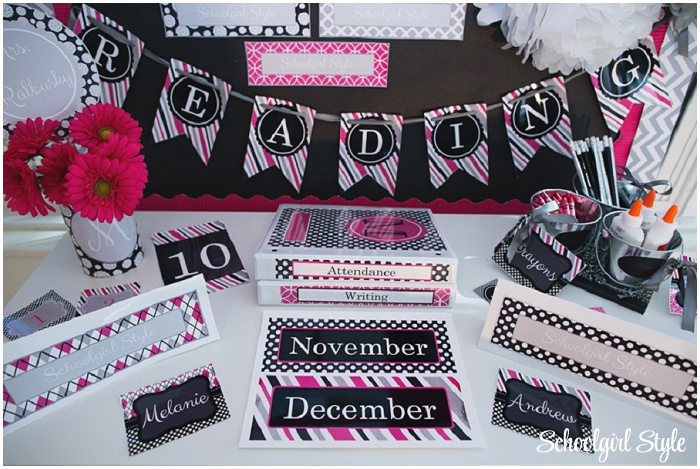 Hot Pink, Black, and Gray Classroom Couture